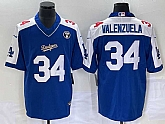 Men's Los Angeles Dodgers #34 Toro Valenzuela Blue Vin Scully Patch Stitched Jersey,baseball caps,new era cap wholesale,wholesale hats